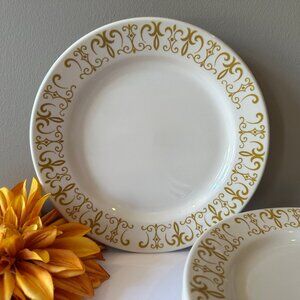 Homer Laughlin - HLC355 - Best China - Yellow Scroll Rim - Dinner Plate - 9 3/4"